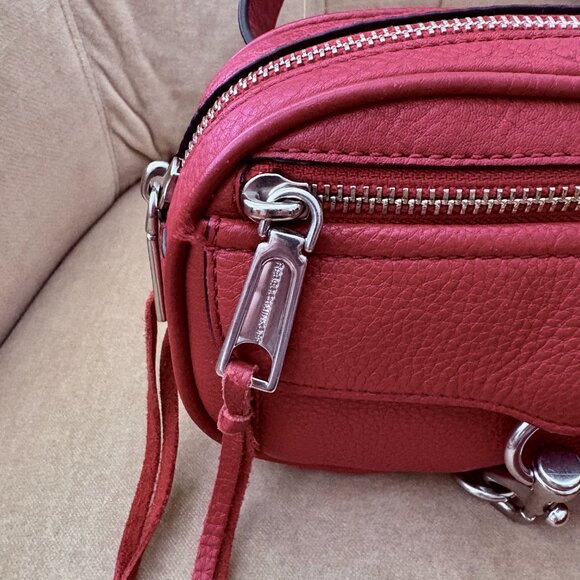 NEW Auth. REBECCA MINKOFF Iconic Blythe Red Pebbled Leather Sling Belt Bag - Picture 3 of 6